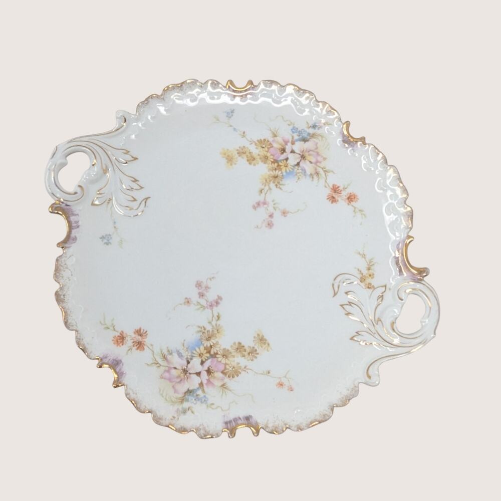 Antique RC Rosenthal Kronach Monbijou German Porcelain Handled Cake Plate